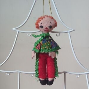 1970's Vintage Calico Doll Handmade Christmas Ornament